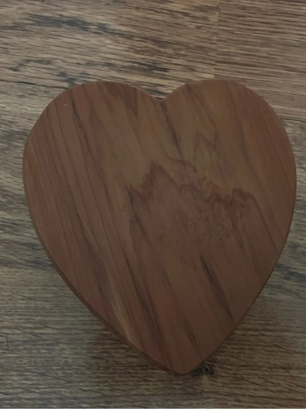 Heart-Shaped Wooden Jewelry Box Red Lining sliding lid mid century boho dainty